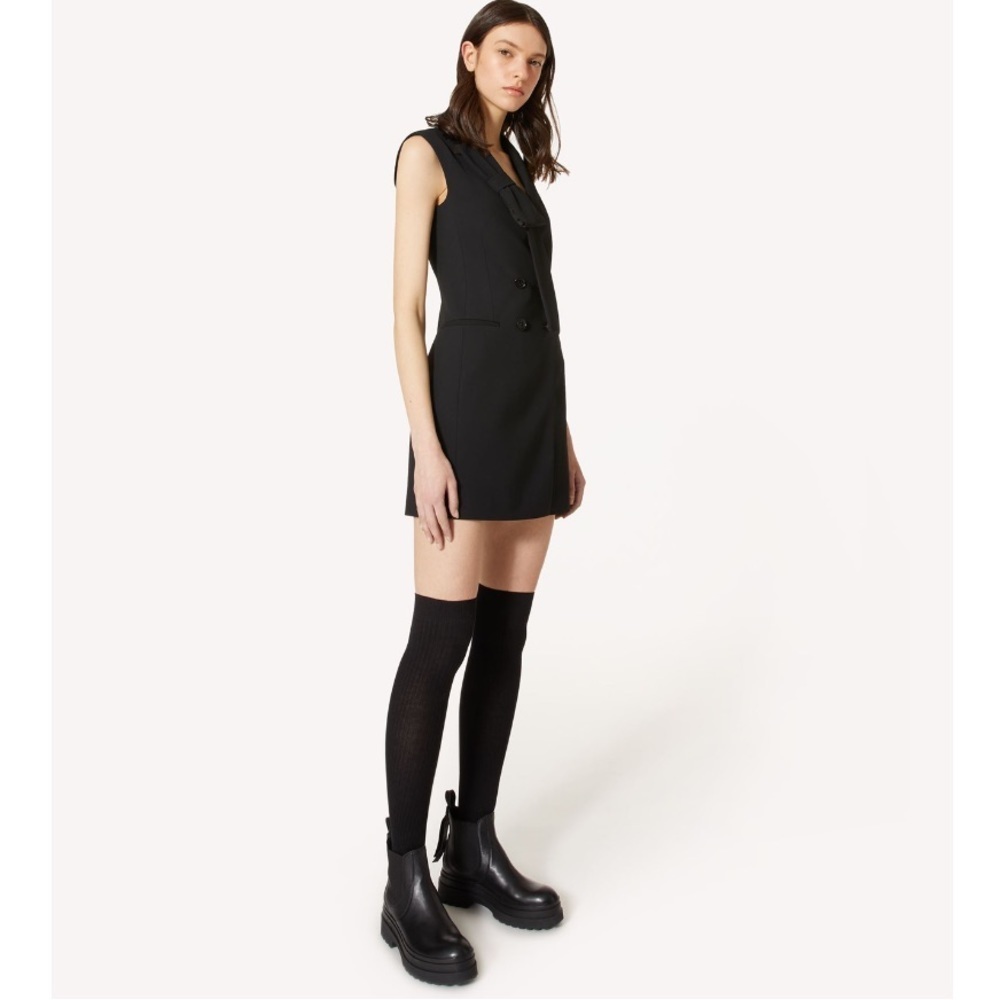 RED VALENTINO VISCOSE WOOL GABARDINE BLAZER DRESS WITH BOW - Picture 15 of 16